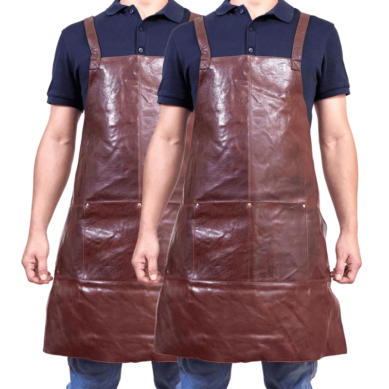 2x Pierre Cardin Professional Leather Apron Butcher Woodwork  Barber - Chestnut Payday Deals