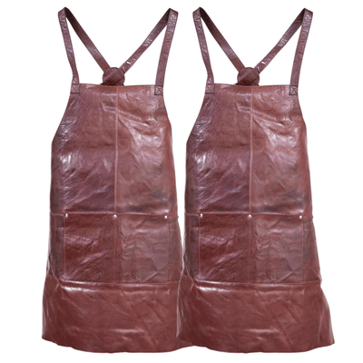 2x Pierre Cardin Professional Leather Apron Butcher Woodwork  Barber - Chestnut Payday Deals