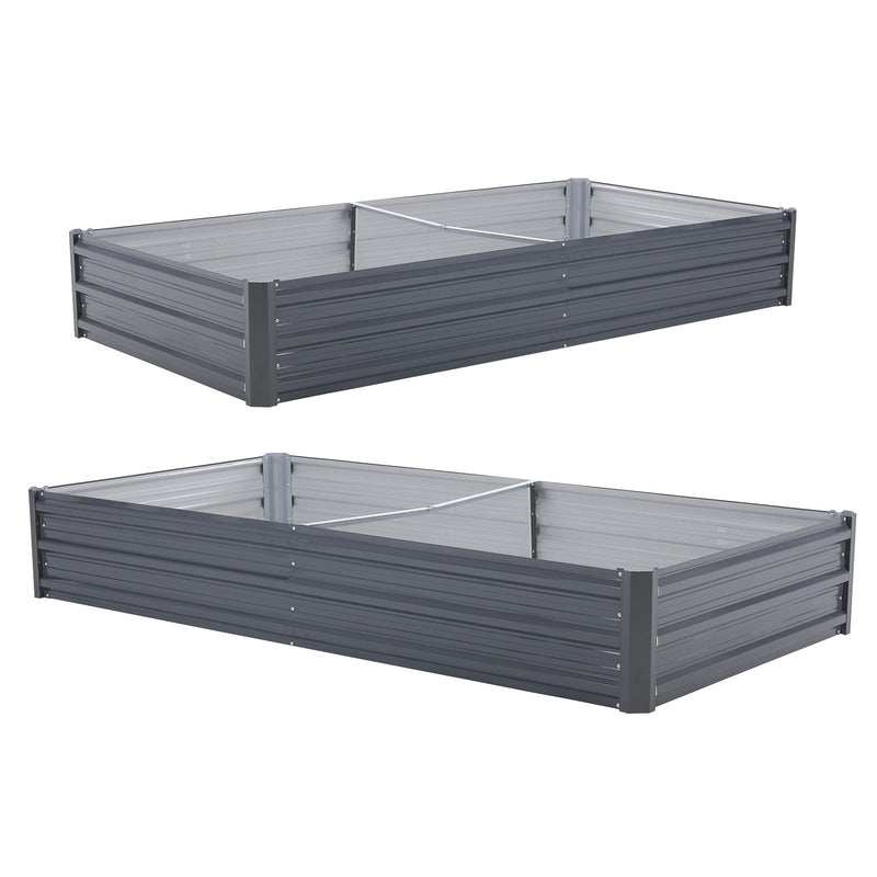 2X Raised Garden Bed Galvanised Steel Planter 210 x 90 x 30cm GREY Payday Deals