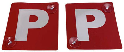 2x RED P PLATES Stay-Put Suction Disks Probationary Car Window Signs NSW