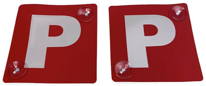 2x RED P PLATES Stay-Put Suction Disks Probationary Car Window Signs NSW Payday Deals