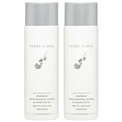 2x TERRE A MER Pure Hydration Hair Shampoo Hydrate Normal Dry Argan Oil 250ml