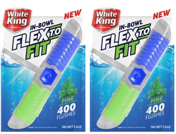 2x White King 50g In - Bowl Flex O Fit Toilet Cage Pine Cleaning Agent Payday Deals