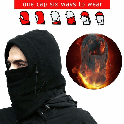 2x Windproof Thermal Fleece Balaclava Beanie Hat Full Face Mask Ski - Black Payday Deals