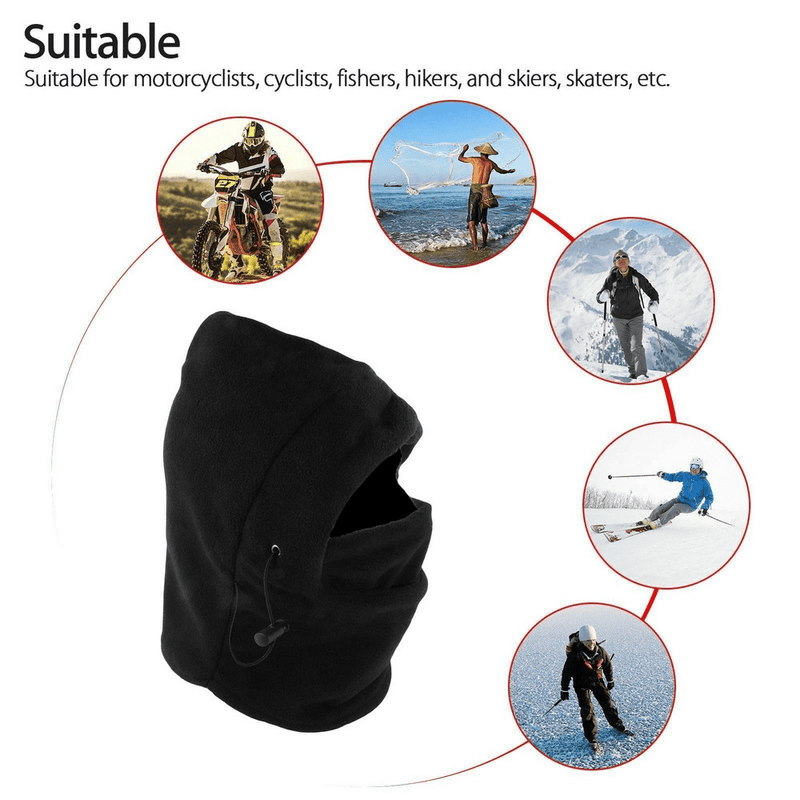 2x Windproof Thermal Fleece Balaclava Beanie Hat Full Face Mask Ski - Black Payday Deals