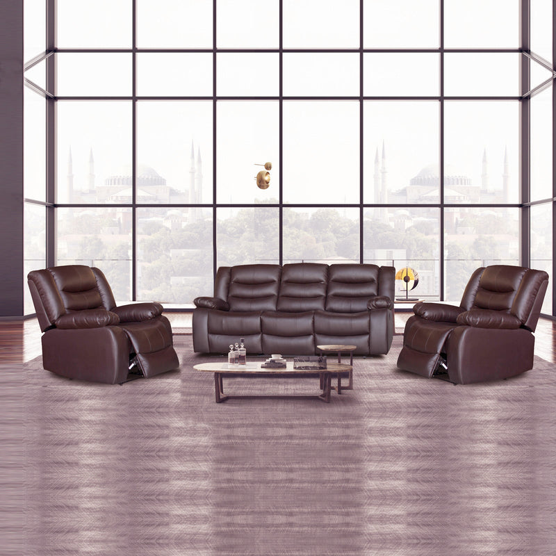 3+1+1 Seater Recliner Sofa In Faux Leather Lounge Couch in Brown Payday Deals