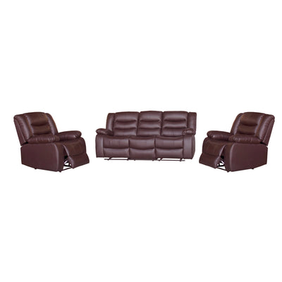 3+1+1 Seater Recliner Sofa In Faux Leather Lounge Couch in Brown Payday Deals