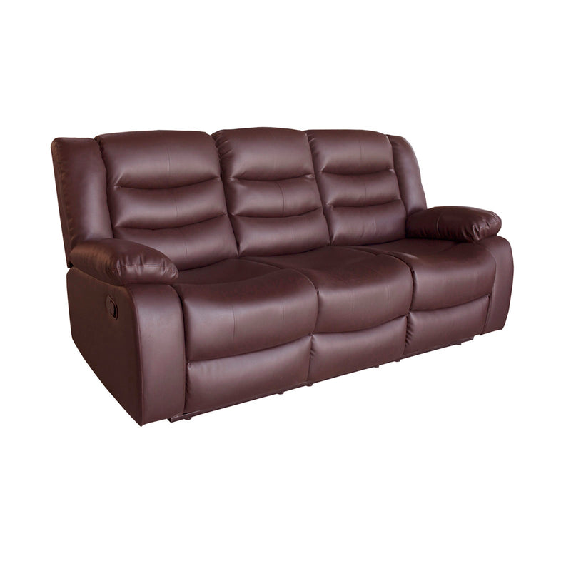 3+1+1 Seater Recliner Sofa In Faux Leather Lounge Couch in Brown Payday Deals