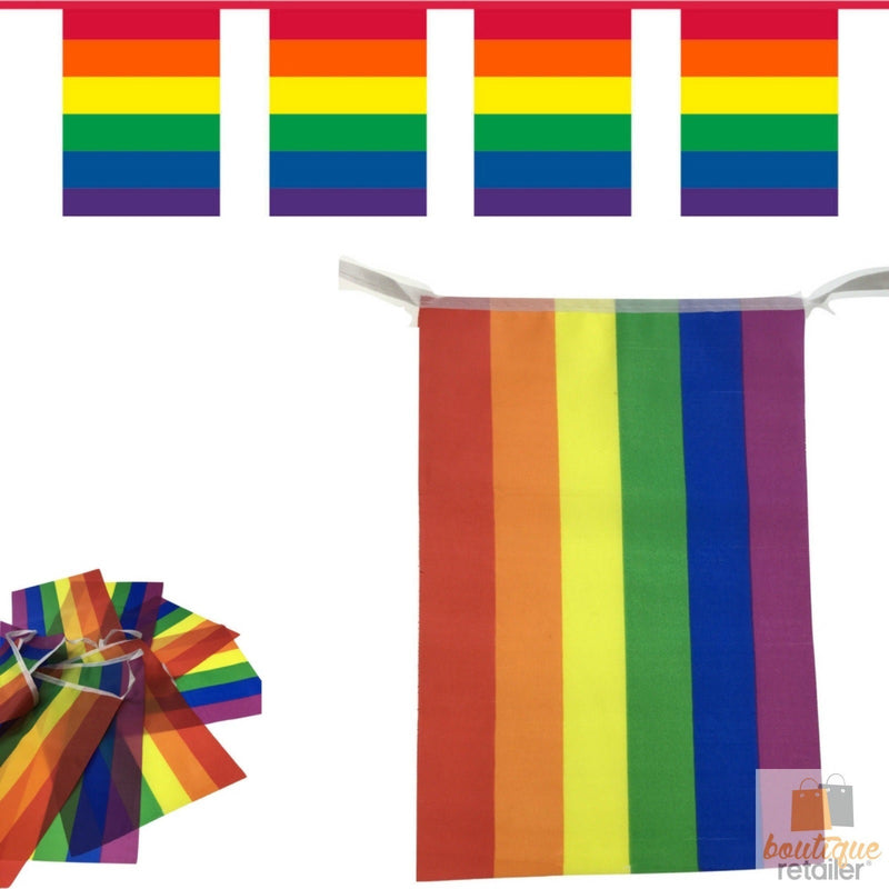 3.6m RAINBOW BUNTING FLAG Party Banner Birthday Market Stall Flags Decor Pride Payday Deals