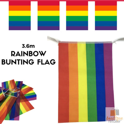 3.6m RAINBOW BUNTING FLAG Party Banner Birthday Market Stall Flags Decor Pride Payday Deals