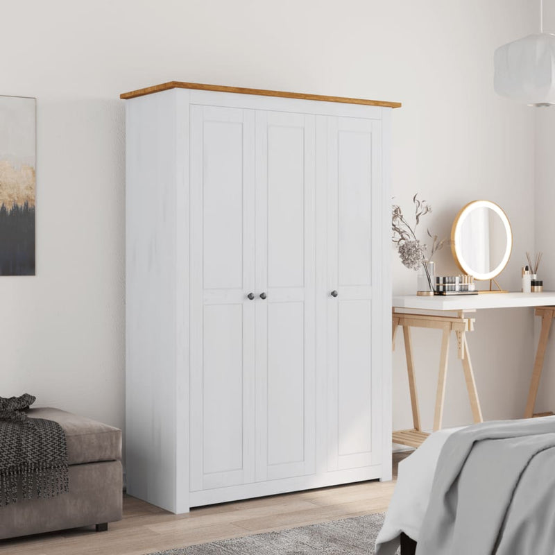 3-Door Wardrobe White 118x50x171.5 cm Pine Panama Range Payday Deals