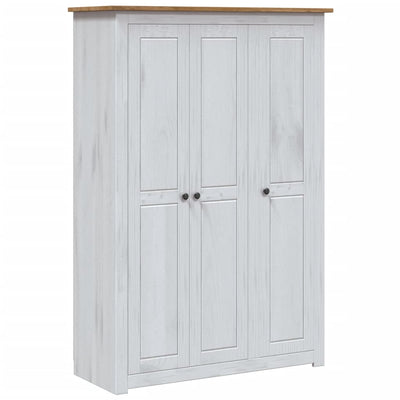 3-Door Wardrobe White 118x50x171.5 cm Pine Panama Range Payday Deals
