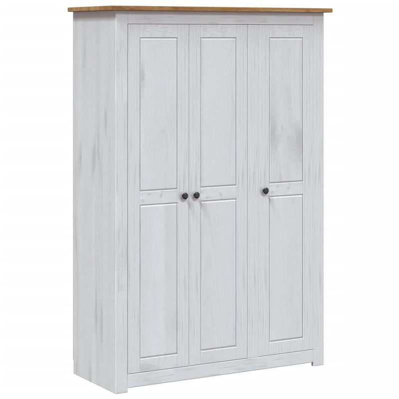 3-Door Wardrobe White 118x50x171.5 cm Pine Panama Range Payday Deals