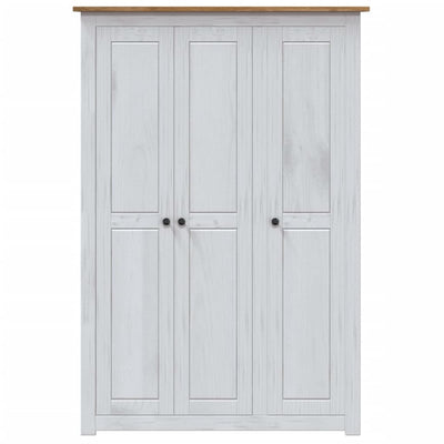 3-Door Wardrobe White 118x50x171.5 cm Pine Panama Range Payday Deals