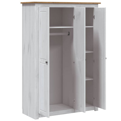3-Door Wardrobe White 118x50x171.5 cm Pine Panama Range Payday Deals