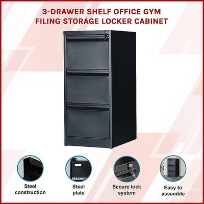 3-Drawer Shelf Office Gym Filing Storage Locker Cabinet Payday Deals