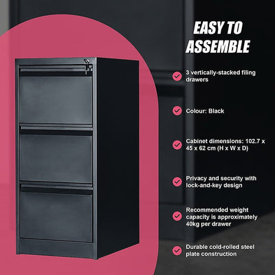 3-Drawer Shelf Office Gym Filing Storage Locker Cabinet Payday Deals