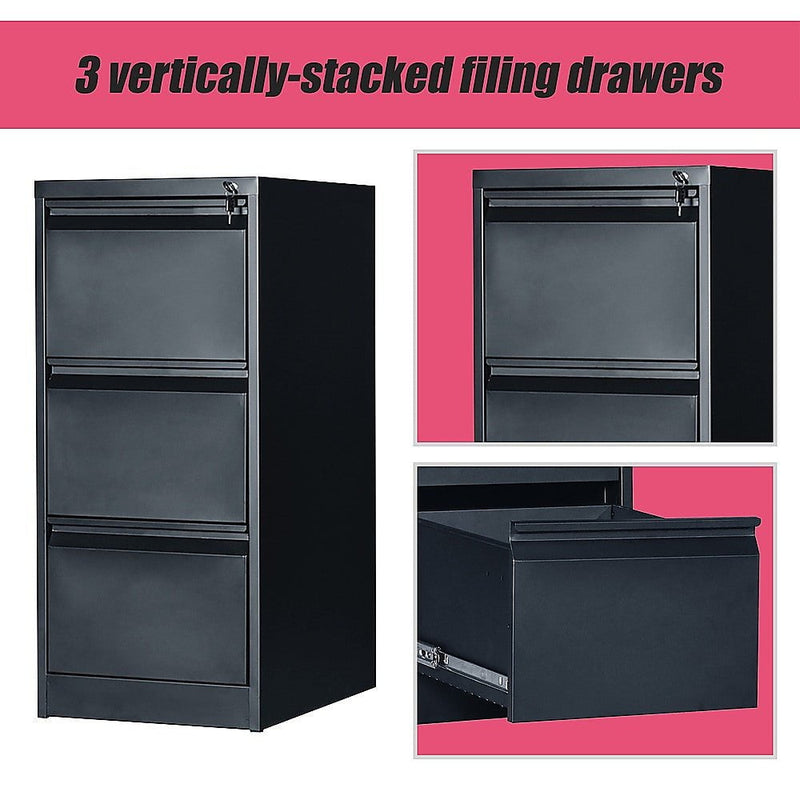 3-Drawer Shelf Office Gym Filing Storage Locker Cabinet Payday Deals