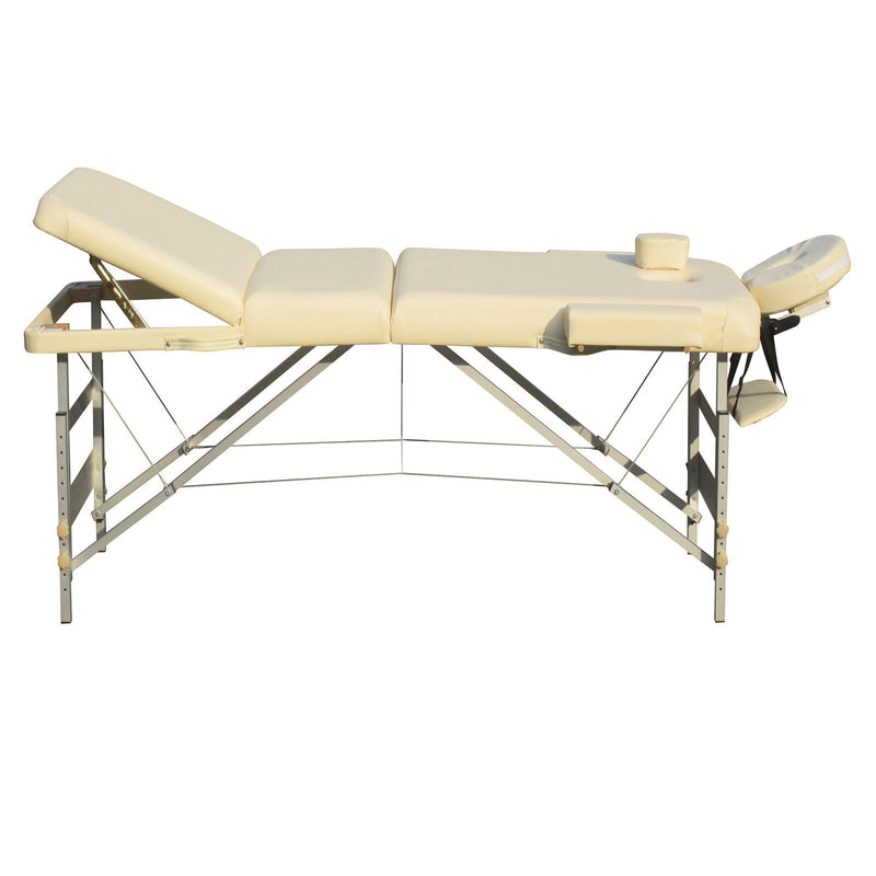 3 Fold Portable Aluminium Massage Table Massage Bed Beauty Therapy Beige Payday Deals