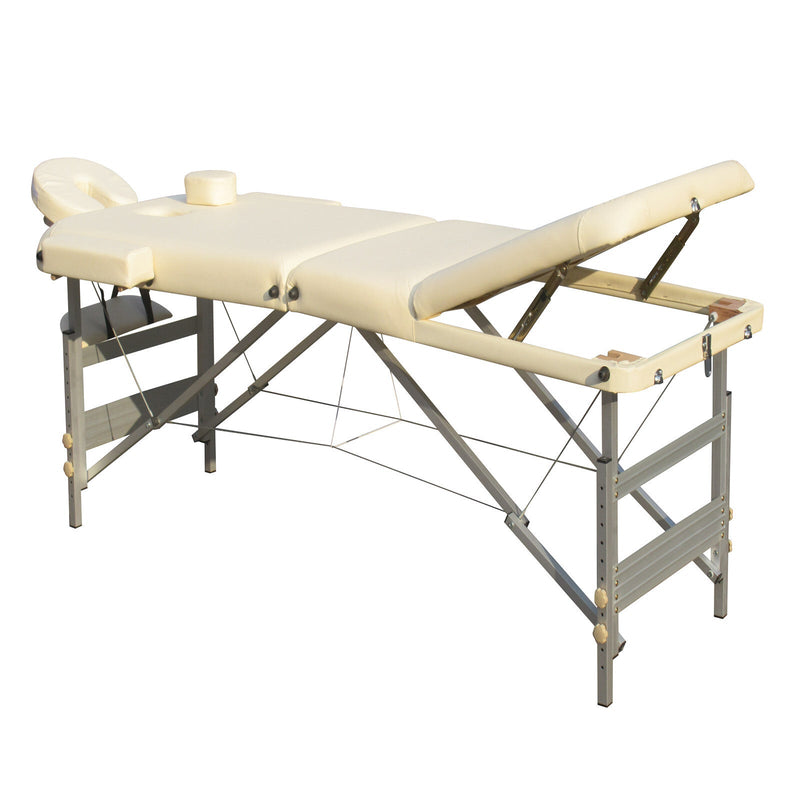 3 Fold Portable Aluminium Massage Table Massage Bed Beauty Therapy Beige Payday Deals