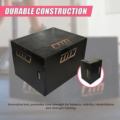 3 IN 1 Black Wood Plyo Games Plyometric Jump Box Payday Deals