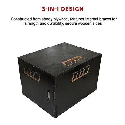 3 IN 1 Black Wood Plyo Games Plyometric Jump Box Payday Deals