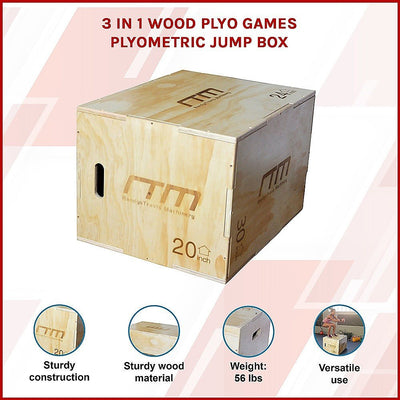 3 IN 1 Wood Plyo Games Plyometric Jump Box Payday Deals