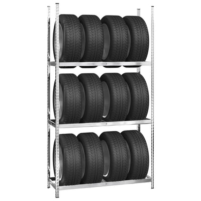 3-Layer Tire Racks 3 pcs Silver 110x40x200 cm Steel Payday Deals