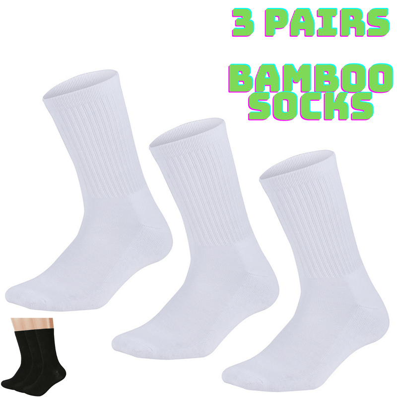 3 Pairs Bamboo Socks Unisex Premium Fiber Sock Super Soft Crew Tennis Sox Payday Deals