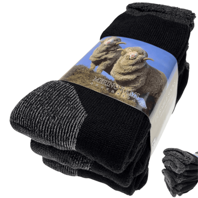 3 Pairs Heavy Duty Merino Wool Work Socks Extra Thick Cushion (Size 11-14)