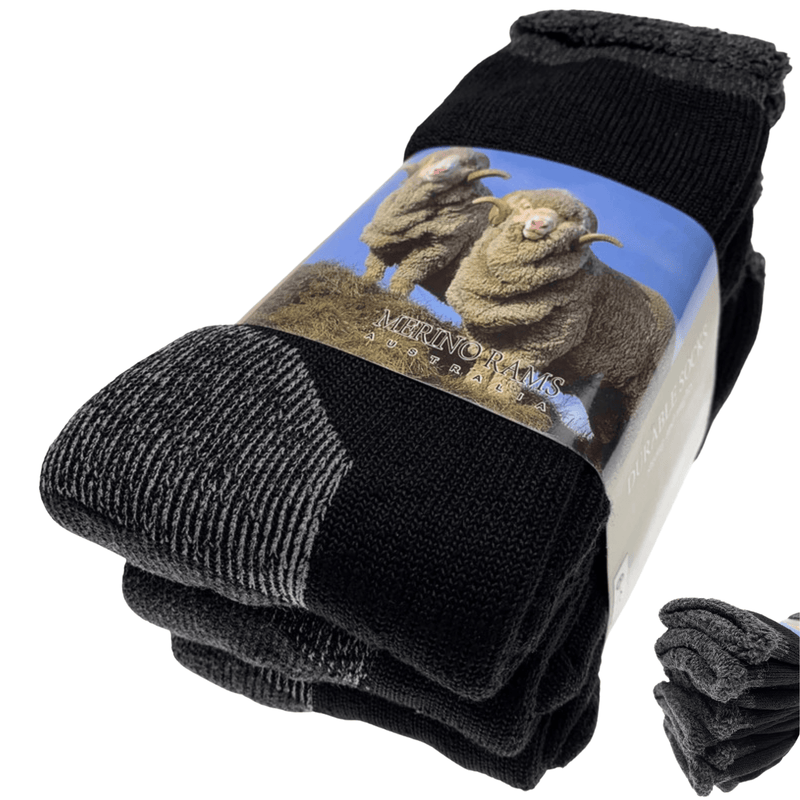 3 Pairs Heavy Duty Merino Wool Work Socks Extra Thick Cushion (Size 11-14) Payday Deals