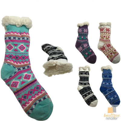 3 Pairs Ladies Thick Fur Bed Socks Womens Soft Work Fluffy Slipper Non Slip BULK Payday Deals