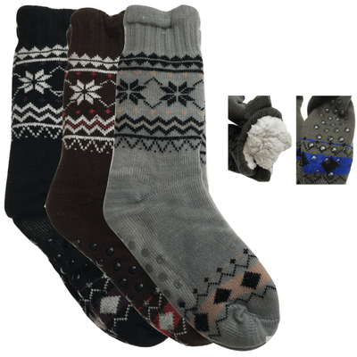 3 Pairs Mens Non Slip Thick Fur Warm Winter Bed Socks Thermal Warm Cushion BULK Payday Deals