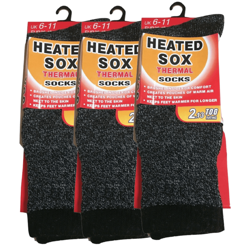 3 Pairs Mens THERMAL HEATED SOCKS Warm Winter Comfort Mens Work Sox Ski BULK Payday Deals