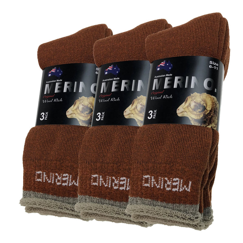 3 Pairs MERINO WOOL SOCKS Mens Heavy Duty Premium Thick Work Socks Cushion Payday Deals