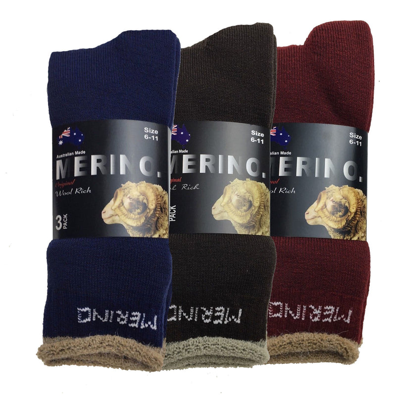 3 Pairs MERINO WOOL SOCKS Mens Heavy Duty Premium Thick Work Socks Cushion Payday Deals