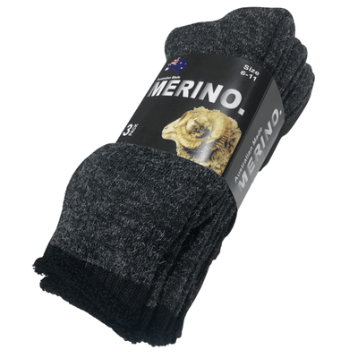 3 Pairs MERINO WOOL SOCKS Mens Heavy Duty Premium Thick Work Socks Cushion Payday Deals