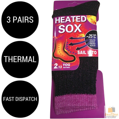 3 Pairs Womens THERMAL HEATED SOCKS Warm Winter Comfort Work Sox Ski BULK Payday Deals