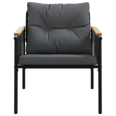 3 Piece Balcony Furniture Set with Cushions Black Steel Payday Deals