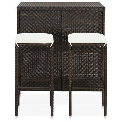 3 Piece Bar Set Poly Rattan Brown Payday Deals
