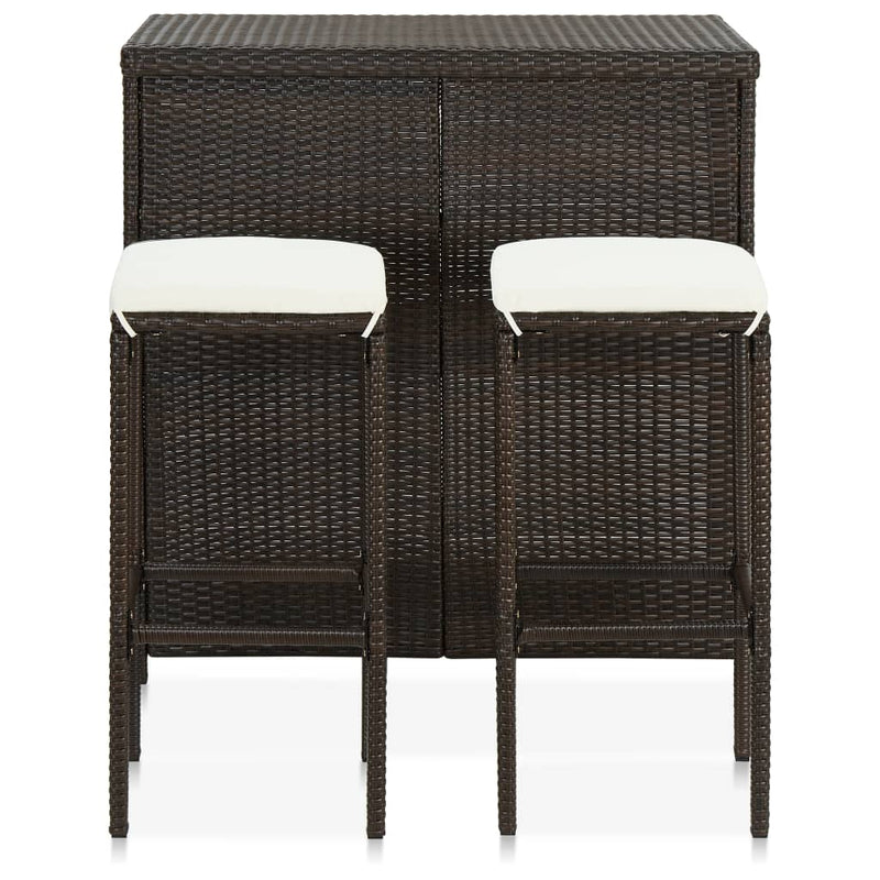 3 Piece Bar Set Poly Rattan Brown Payday Deals