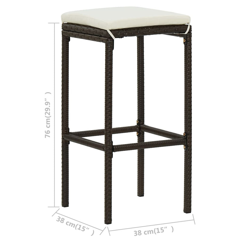 3 Piece Bar Set Poly Rattan Brown Payday Deals