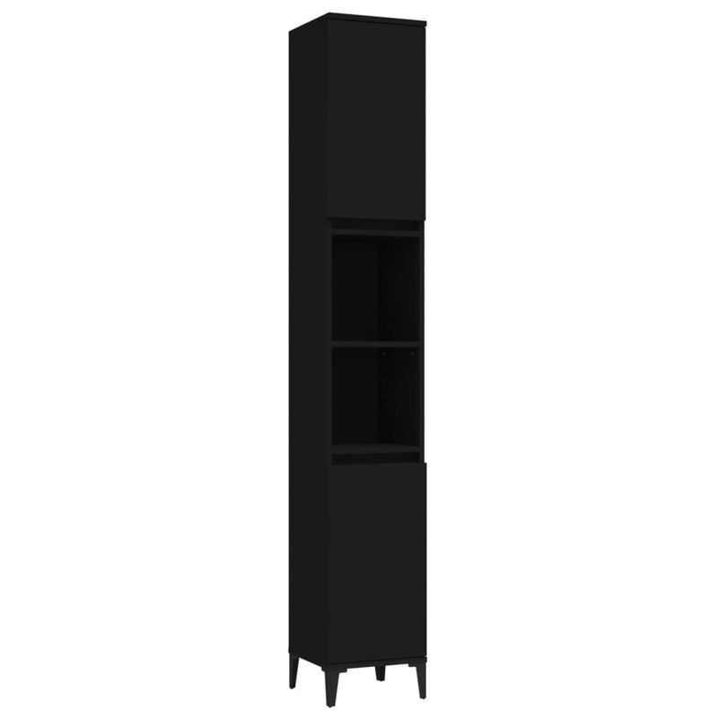 3 Piece Bathroom Furniture Set Black Engineered Wood Payday Deals