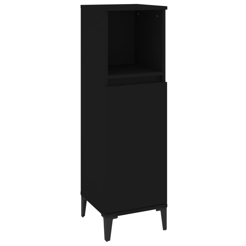 3 Piece Bathroom Furniture Set Black Engineered Wood Payday Deals