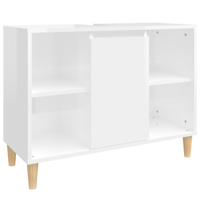 3 Piece Bathroom Furniture Set High Gloss White Engineered Wood Payday Deals