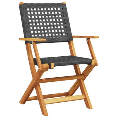 3 Piece Bistro Set Black Poly Rattan and Solid Wood Payday Deals