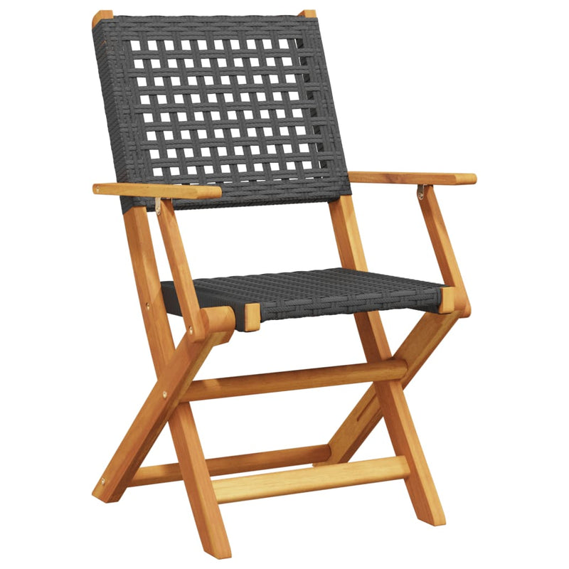 3 Piece Bistro Set Black Poly Rattan and Solid Wood Payday Deals