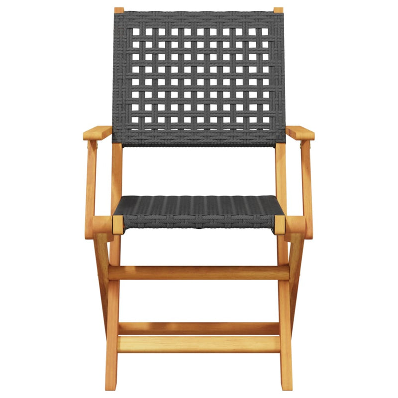 3 Piece Bistro Set Black Poly Rattan and Solid Wood Payday Deals