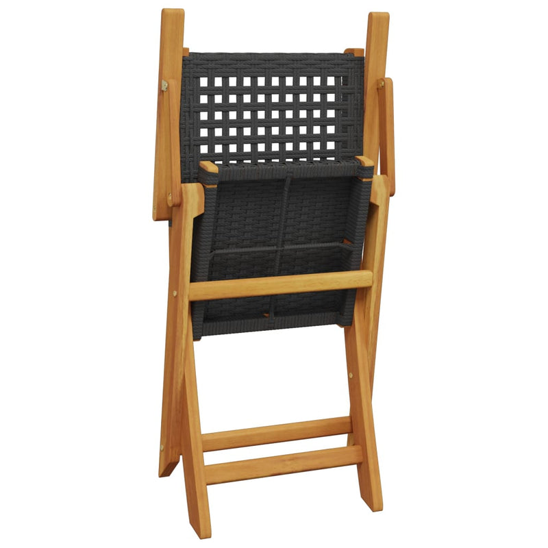 3 Piece Bistro Set Black Poly Rattan and Solid Wood Payday Deals