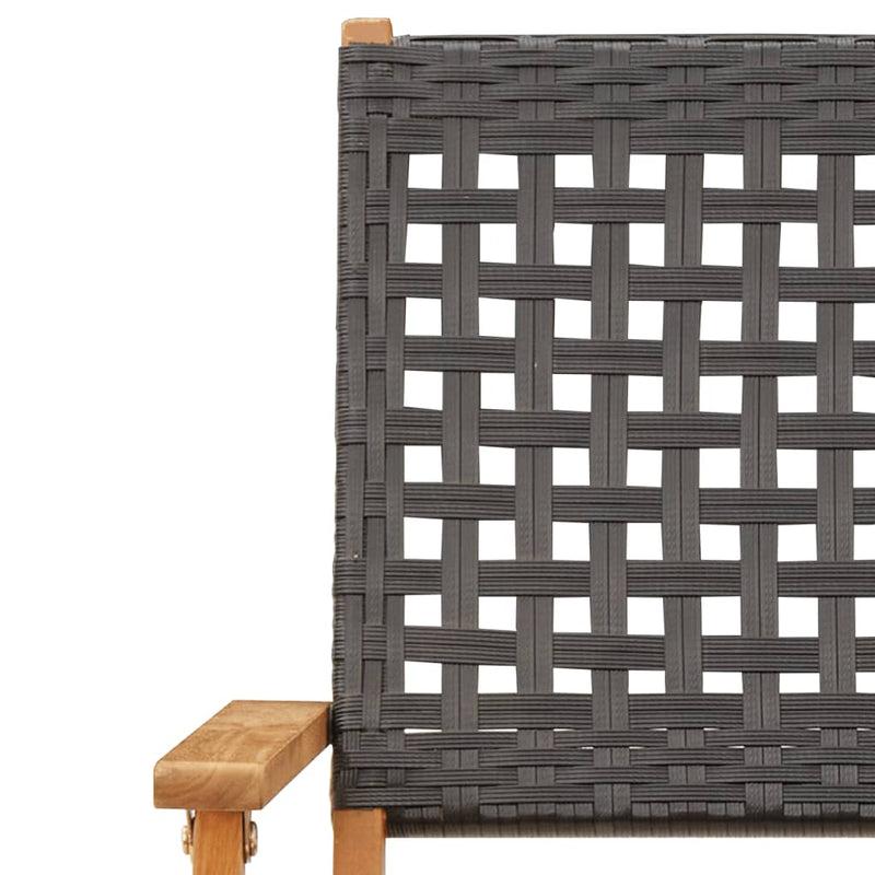3 Piece Bistro Set Black Poly Rattan and Solid Wood Payday Deals